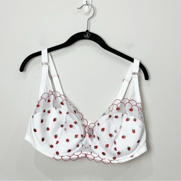 Adore Me Other - Adore Me Bettie Balconette Bra White Embroidered Strawberries